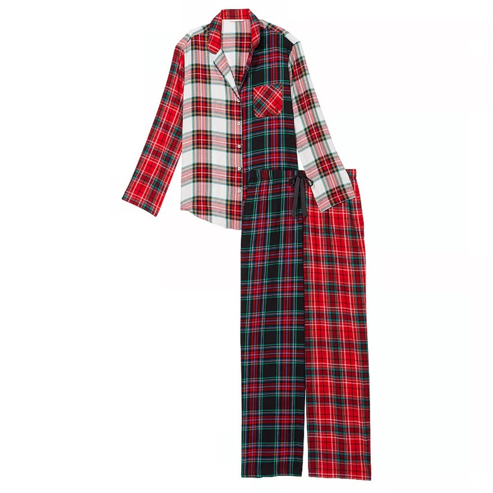 VICTORIA'S SECRET
Flannel Long Red Plaid Print Mix Pajama Set